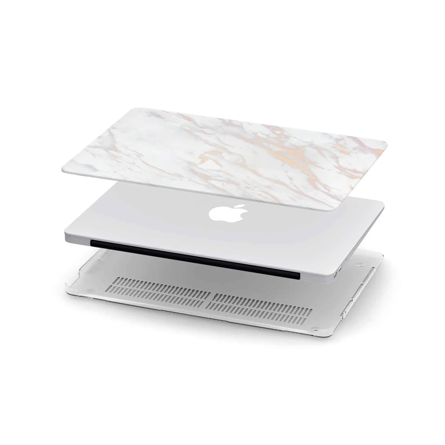 Macbook Hard Shell Case - White Rose & Gold Marble