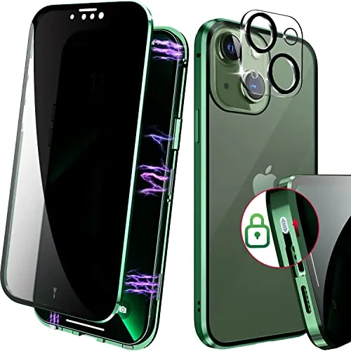 Magnetic Case iPhone 14 Pro Anti-Peeping Screen Protector Glass Privacy Case Black