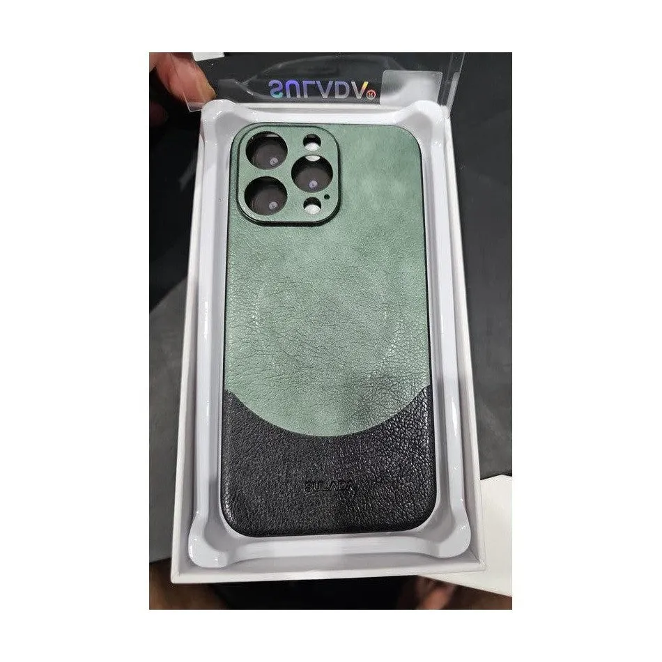 MagSafe Magnetic Leather Back Case for iPhone 15 Pro Max - Green