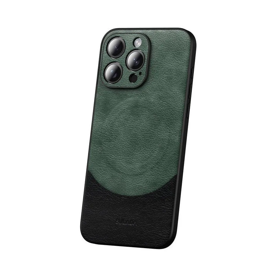 MagSafe Magnetic Leather Back Case for iPhone 15 Pro Max - Green