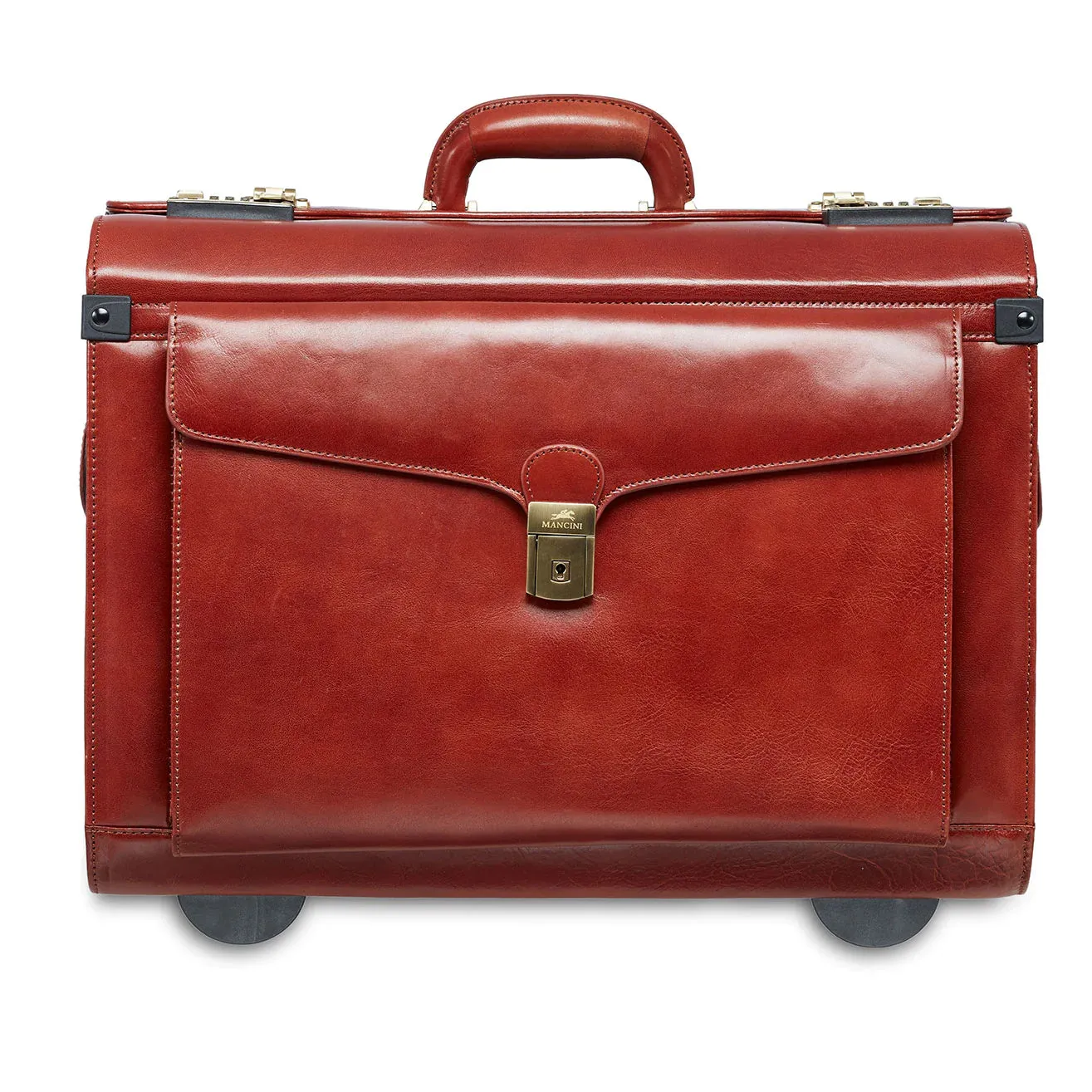 Mancini Deluxe Wheeled Catalog Case - Genuine Leather