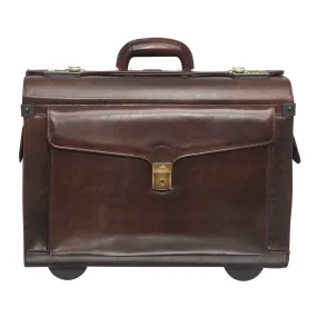 Mancini Leather Vanizia Deluxe Wheeled Catalog Case - Brown