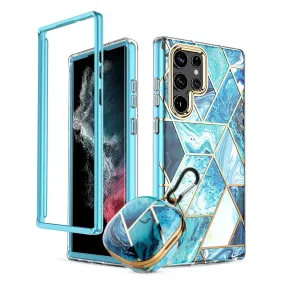 Marble Bundle for Samsung Galaxy S23 5G Ultra Case   Galaxy Buds Case (Blue)