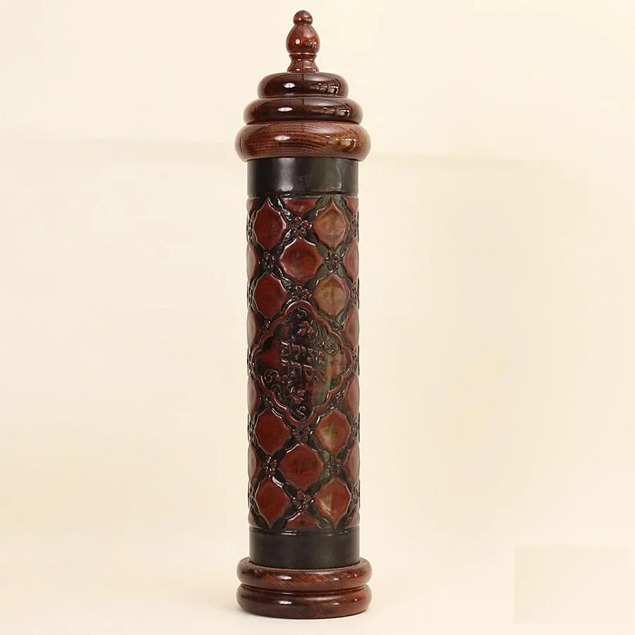 Megilah Scroll Wood and Leather Case Holder