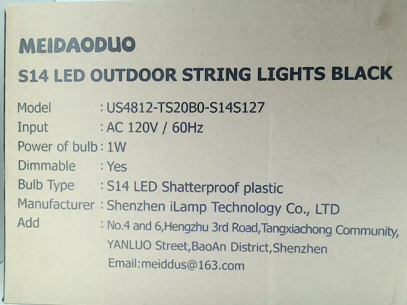 MEIDAODUO Outdoor String Lights with 15 Bulbs Black