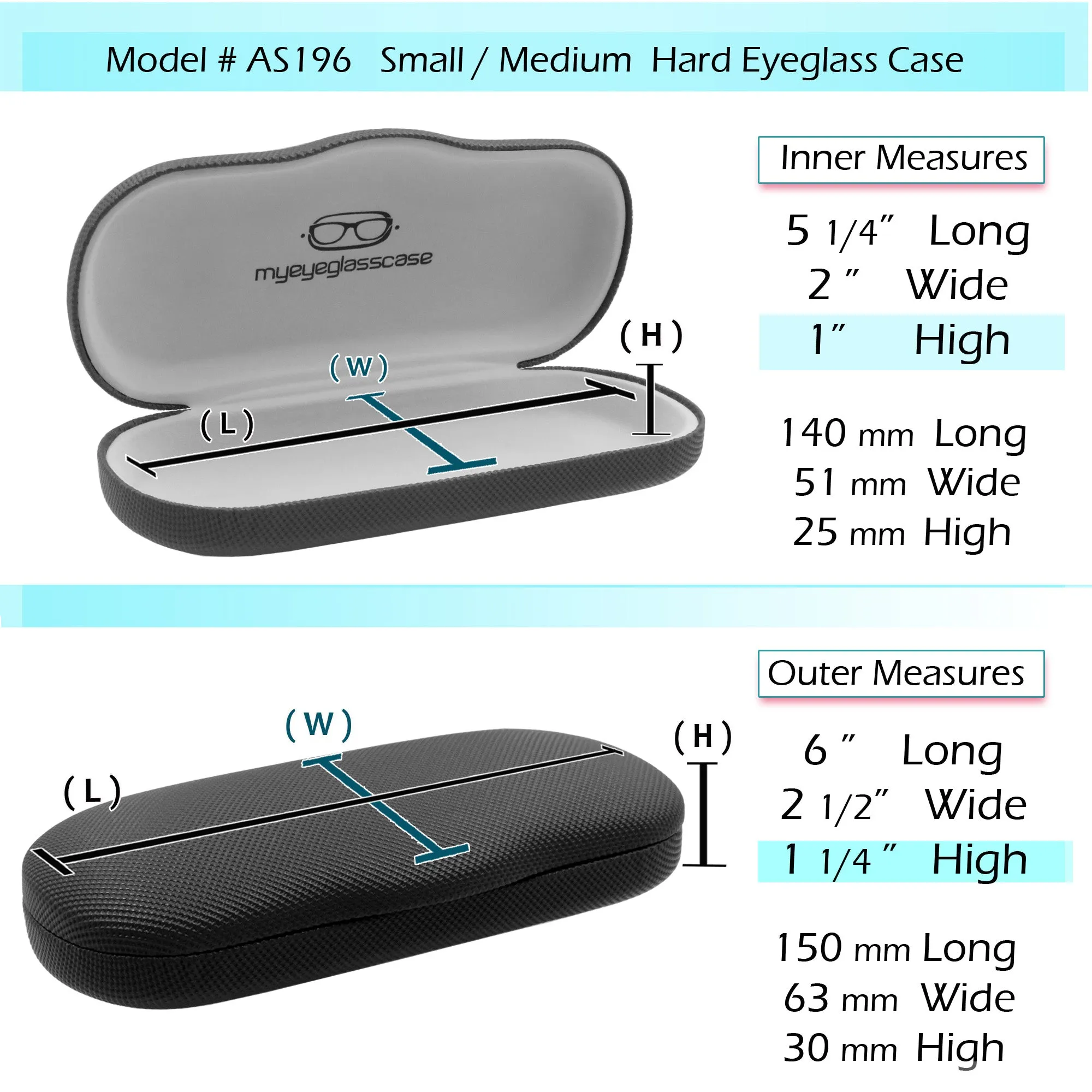 Men Hard Eyeglass Case for Small medium Frames - Glasses Case Holder with pouch and Cleaning Cloth (AS196 Black)