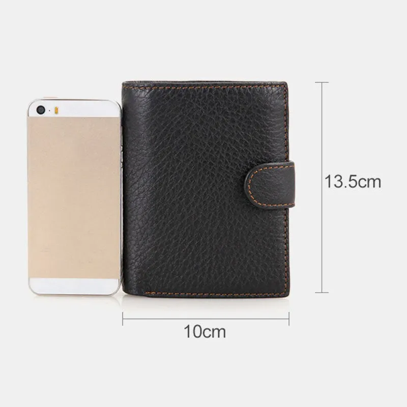 Men Short RFID Anti-magnetic Genuine Leather Wallet Vintage 11 Card Slot Card Case Driver's License Wallet