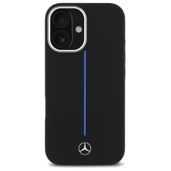 Mercedes Benz Silicone Blue Stripe Case with MagSafe for iPhone 16 6.1" Case Black - MEHMP16S23SUMBK