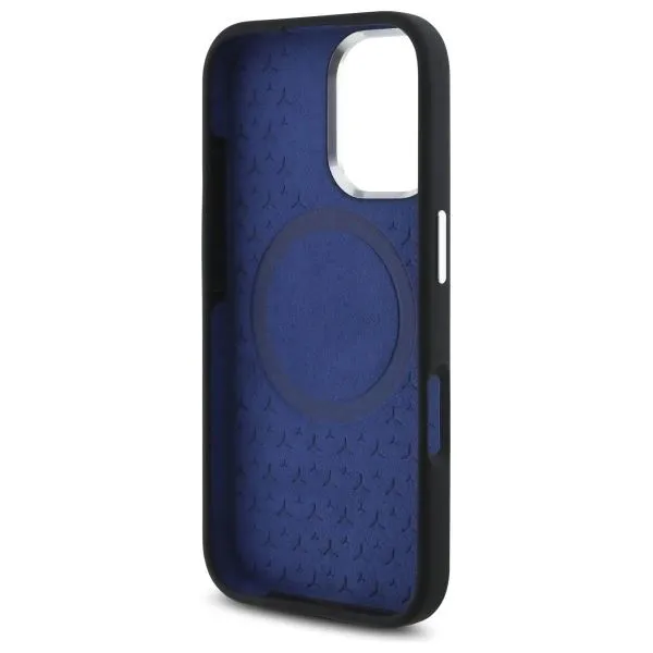 Mercedes Benz Silicone Blue Stripe Case with MagSafe for iPhone 16 6.1" Case Black - MEHMP16S23SUMBK