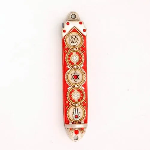 Mezuzah Cases - Swarovski Crystal Enamel Metal