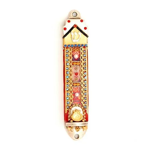 Mezuzah Cases - Swarovski Crystal Enamel Metal