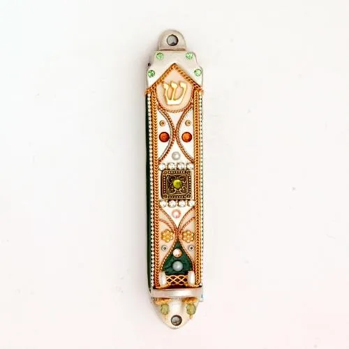 Mezuzah Cases - Swarovski Crystal Enamel Metal