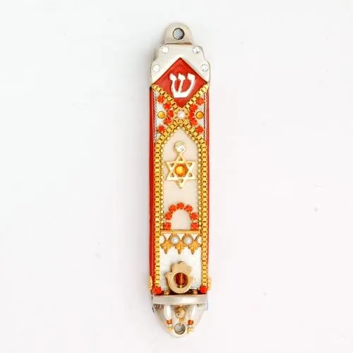 Mezuzah Cases - Swarovski Crystal Enamel Metal