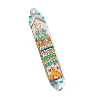 Mezuzah Cases - Swarovski Crystal Enamel Metal