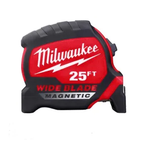 Milwaukee 25 ft. L X 1-5/16 in. W Wide Blade Magnetic Tape Measure 1 pk