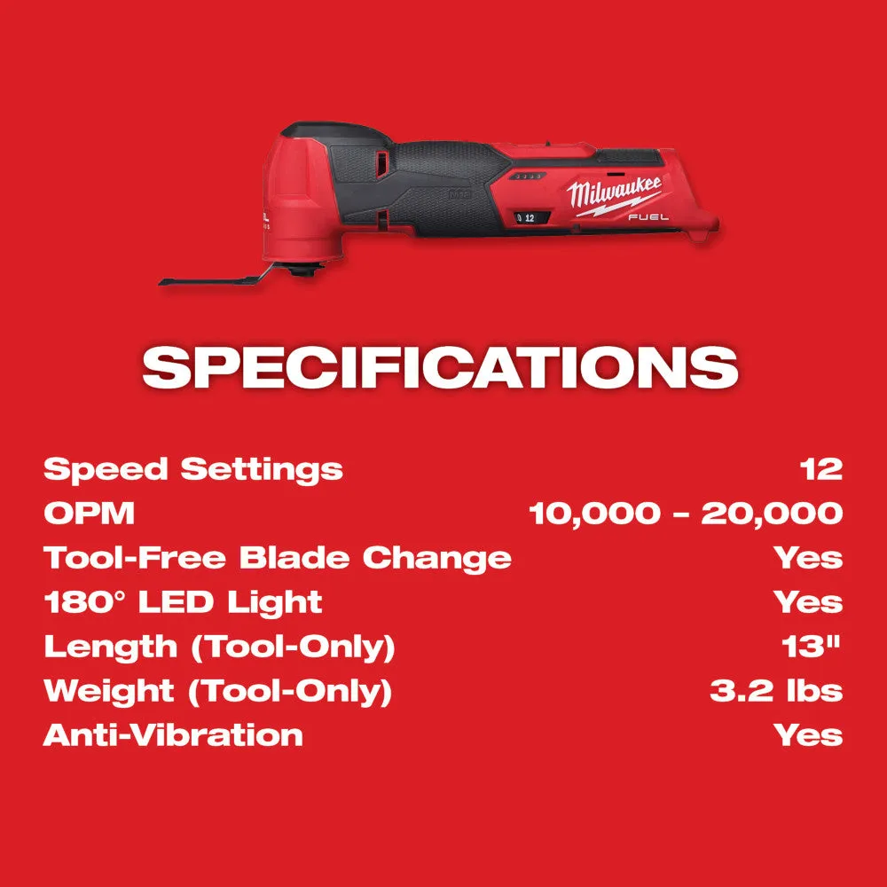 Milwaukee 2526-20B M12 FUEL 12V Oscillating Multi-Tool w/ 5AH High Output Battery