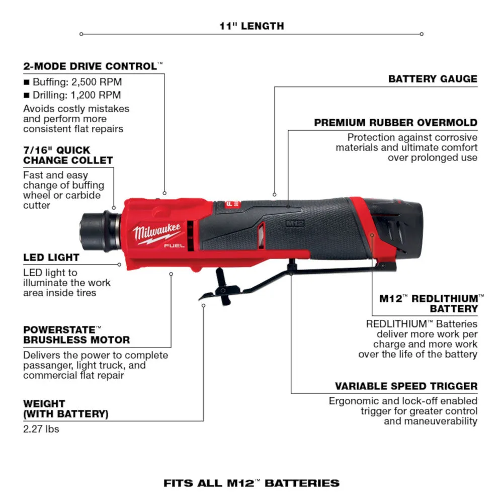 Milwaukee 3459-22 M12 FUEL 12V Cordless Commercial Tire Flat Repair Kit