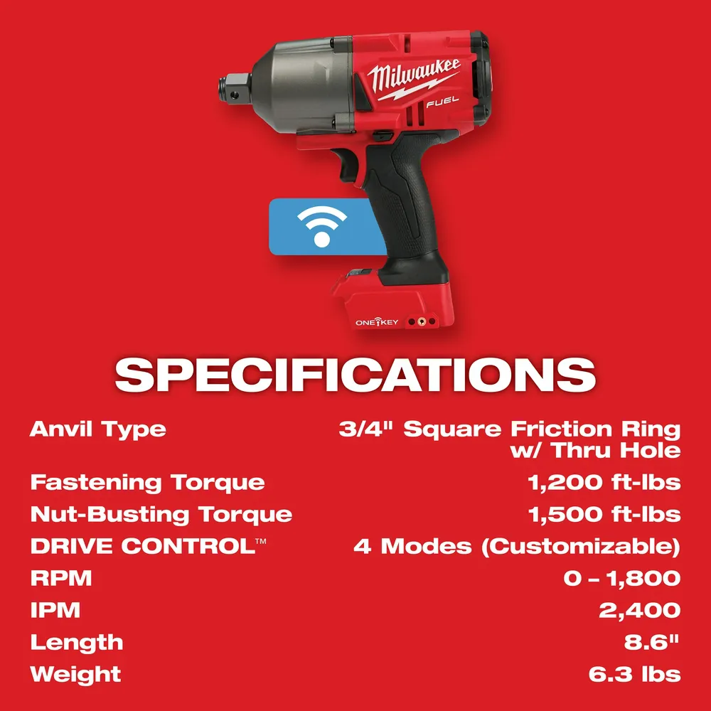 Milwaukee M18 FUEL ONE-KEY High Torque Impact Wrench 3/4" Friction Ring Kit