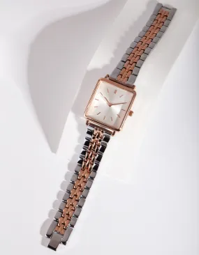 Mixed Metal Square Two Tone Watch