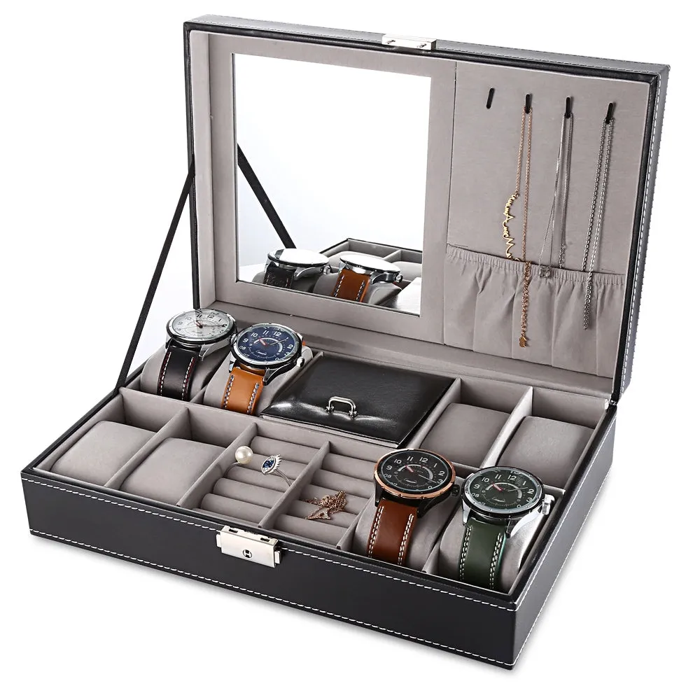 Multifunctional 8 Watch Box Jewelry Organizer