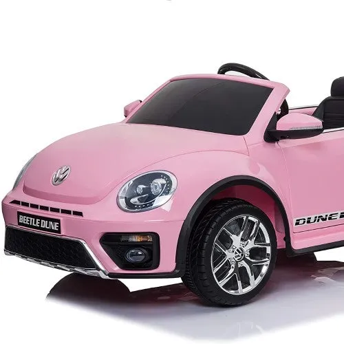 New 2025 | 12V Licensed Volkswagen Beetle Kids Ride On Car 1 Seater Upgraded | Open Doors | Lights | Ages 1-8 | Remote