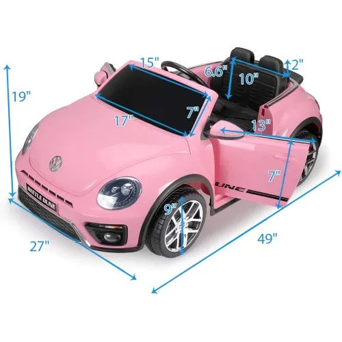 New 2025 | 12V Licensed Volkswagen Beetle Kids Ride On Car 1 Seater Upgraded | Open Doors | Lights | Ages 1-8 | Remote