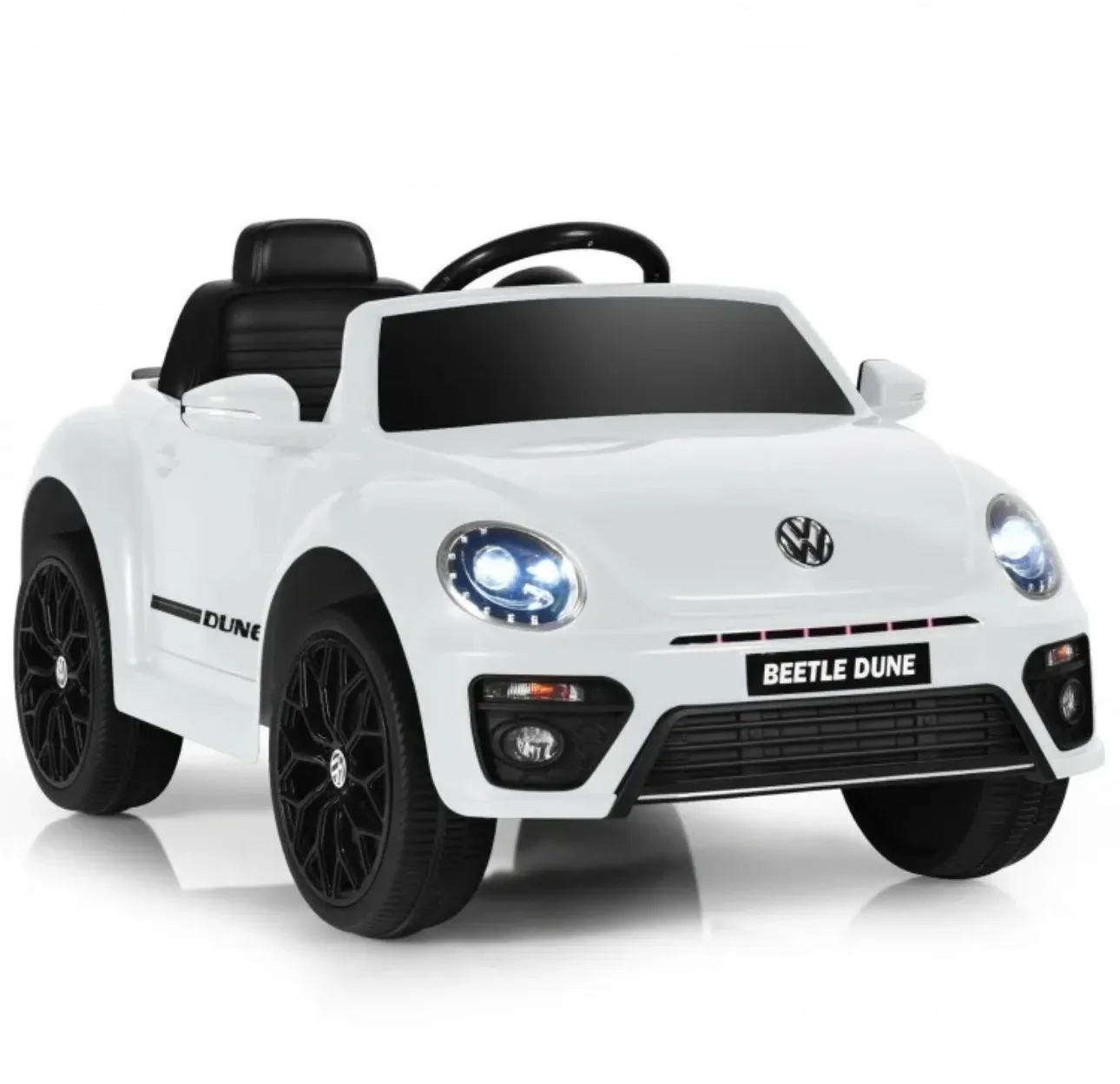 New 2025 | 12V Licensed Volkswagen Beetle Kids Ride On Car 1 Seater Upgraded | Open Doors | Lights | Ages 1-8 | Remote