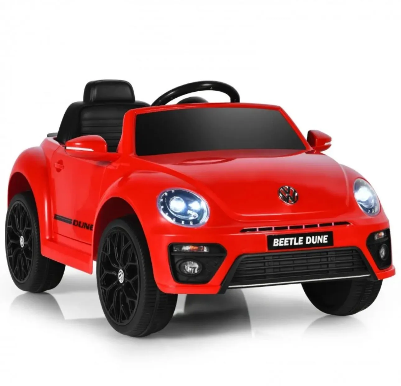 New 2025 | 12V Licensed Volkswagen Beetle Kids Ride On Car 1 Seater Upgraded | Open Doors | Lights | Ages 1-8 | Remote