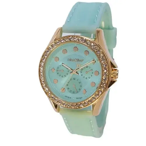 Nine2Five Women's Tress Chronograph Quartz Mint Silicone Watch ATSS08MTMT