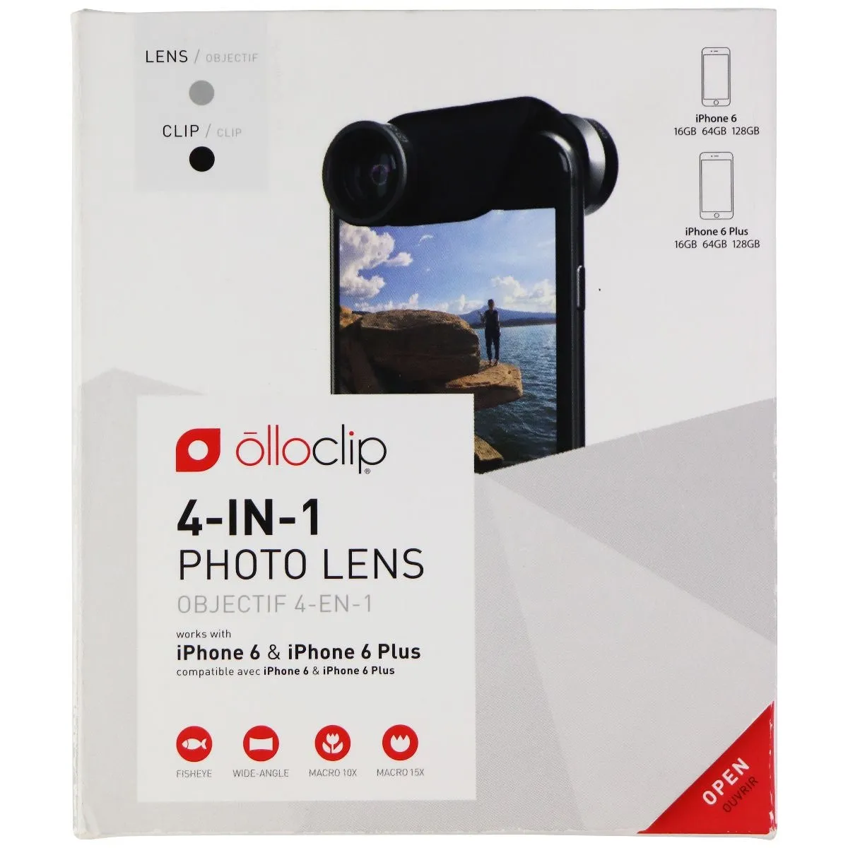 Olloclip 4-in-1 Photo Lens for iPhone 6s and 6s Plus - Silver Lens / Black Clip