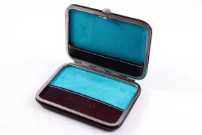 Oxblood & Turquoise Leather Business Card Case