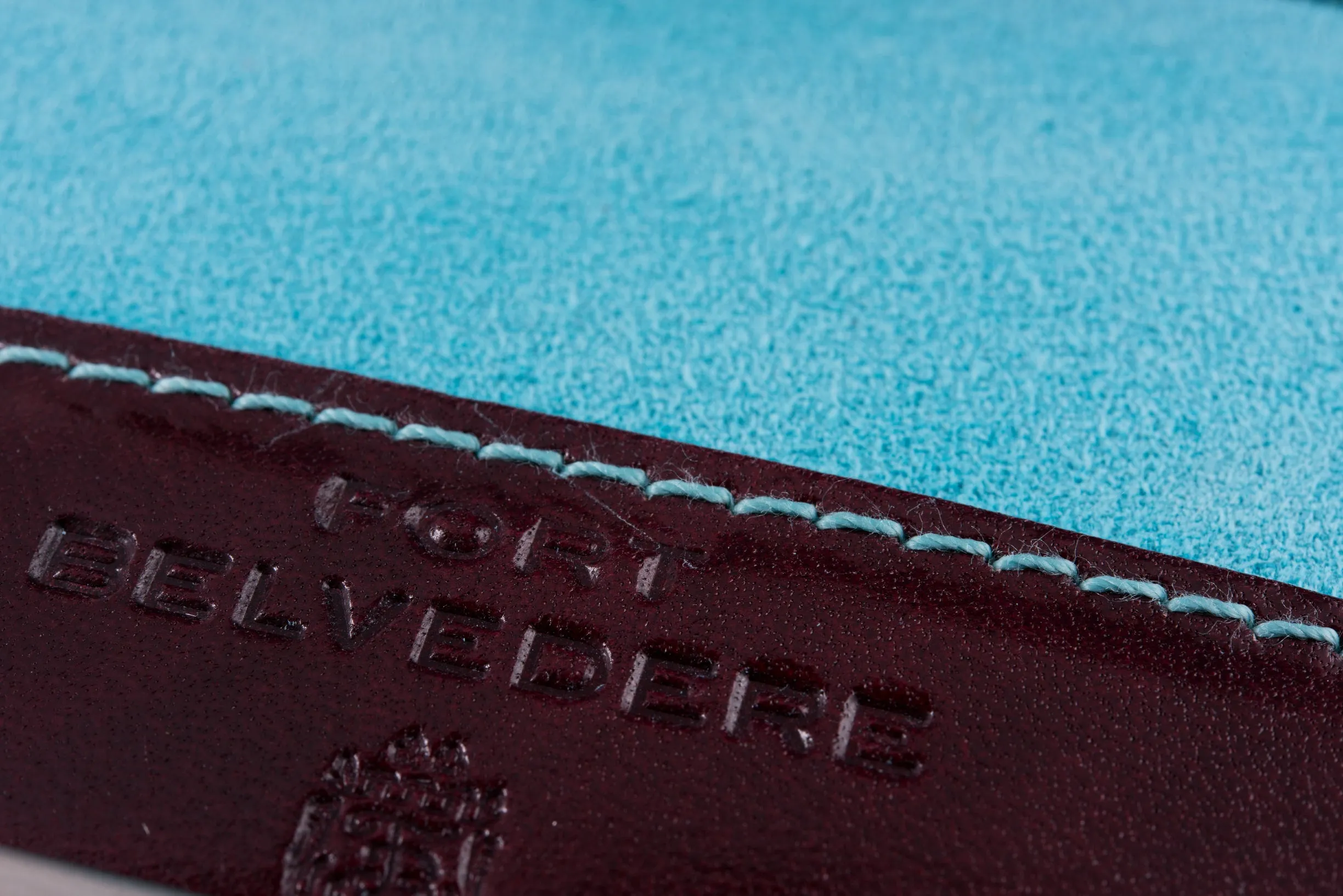 Oxblood & Turquoise Leather Business Card Case