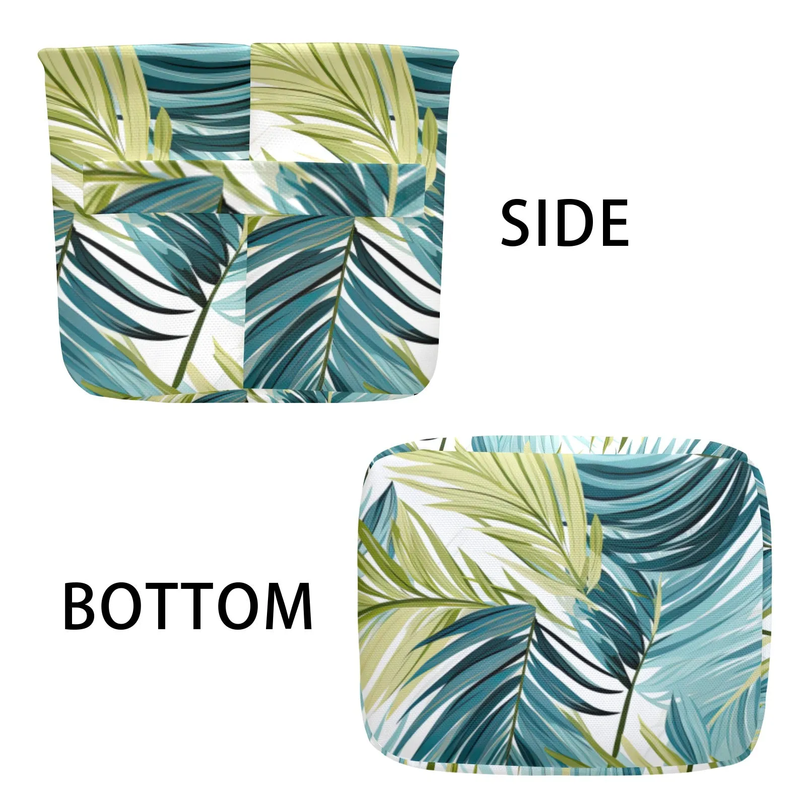 Palm Leaves Blue Green Fabric Storage Basket