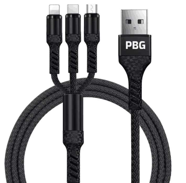 PBG Best 3 in 1 Fast Charging cable - Charge 3 Devices Simultaneously Fast, Wholesale Pack