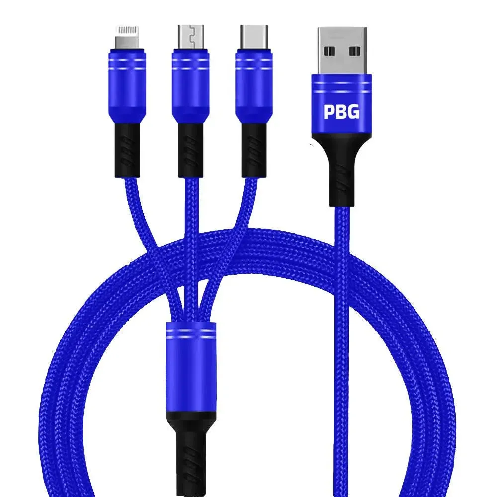 PBG Best 3 in 1 Fast Charging cable - Charge 3 Devices Simultaneously Fast, Wholesale Pack