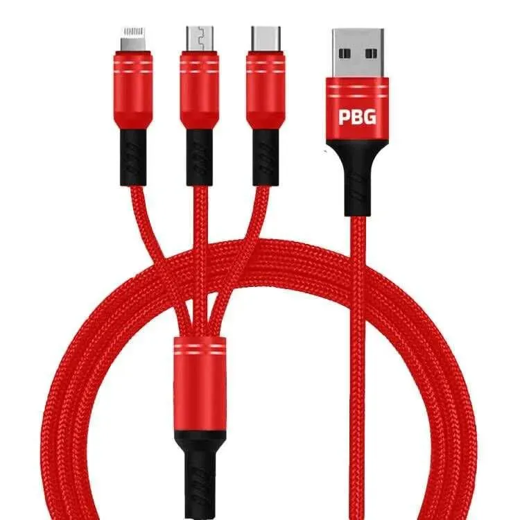 PBG Best 3 in 1 Fast Charging cable - Charge 3 Devices Simultaneously Fast, Wholesale Pack