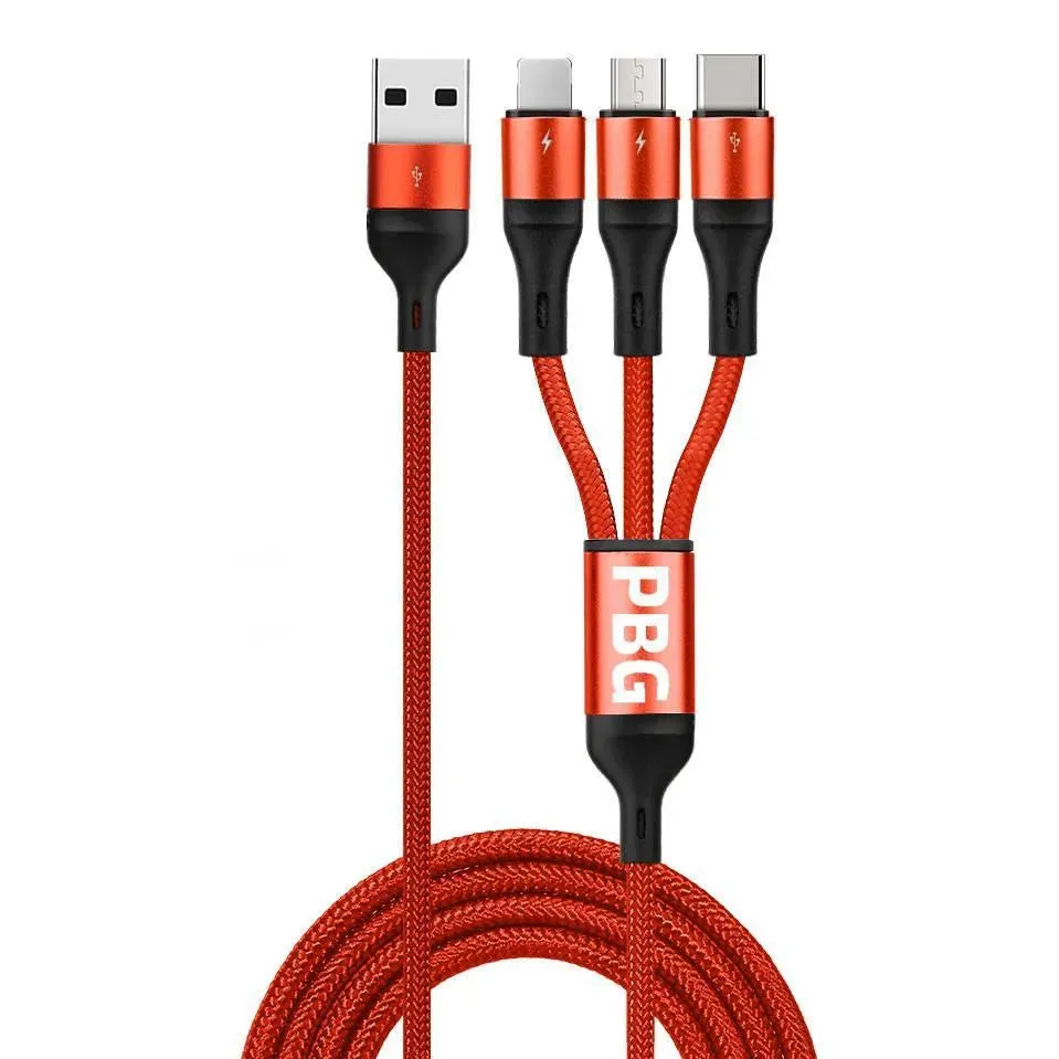 PBG Best 3 in 1 Fast Charging cable - Charge 3 Devices Simultaneously Fast, Wholesale Pack