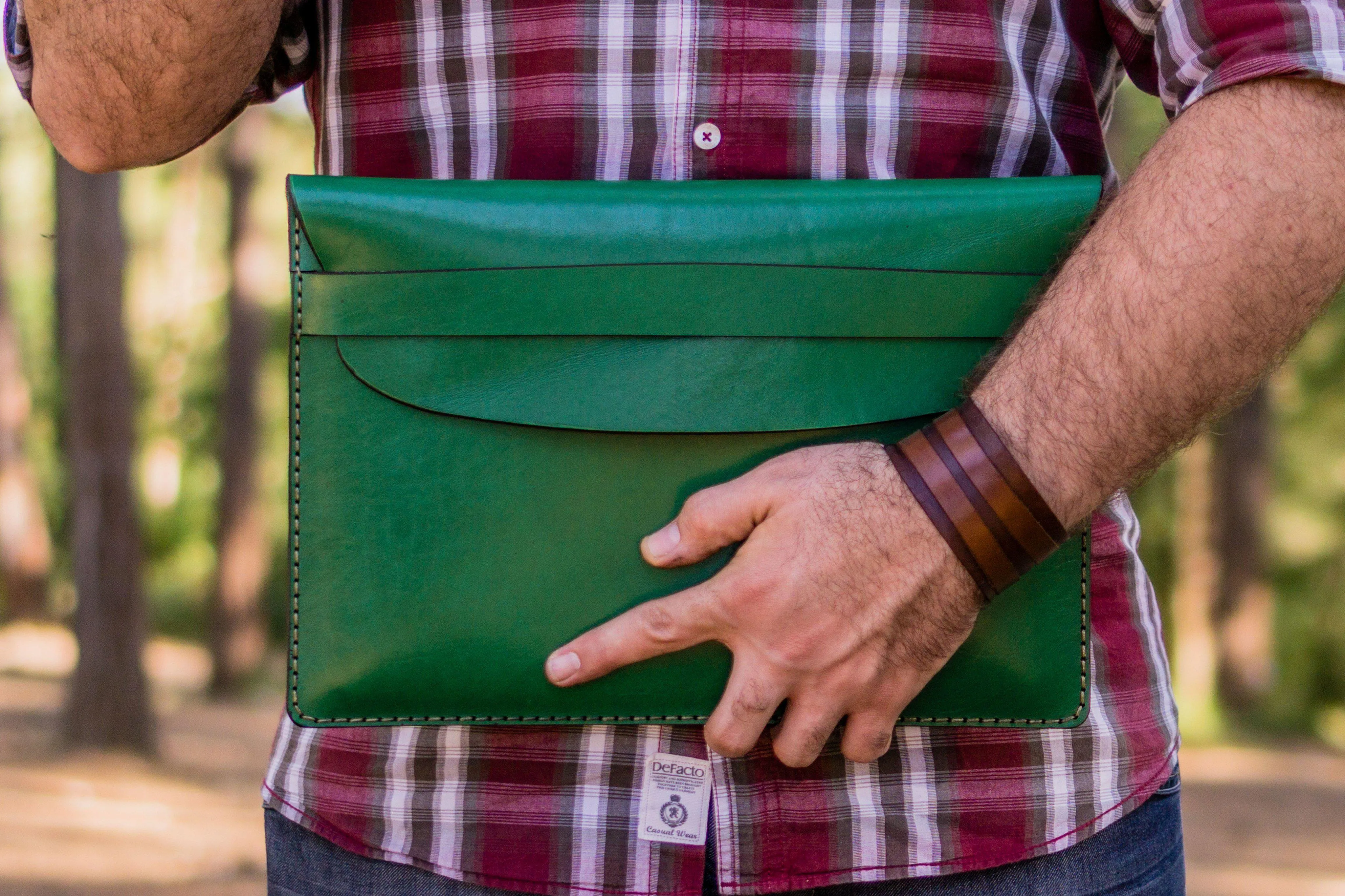 Personalized Leather MacBook Sleeves - Green