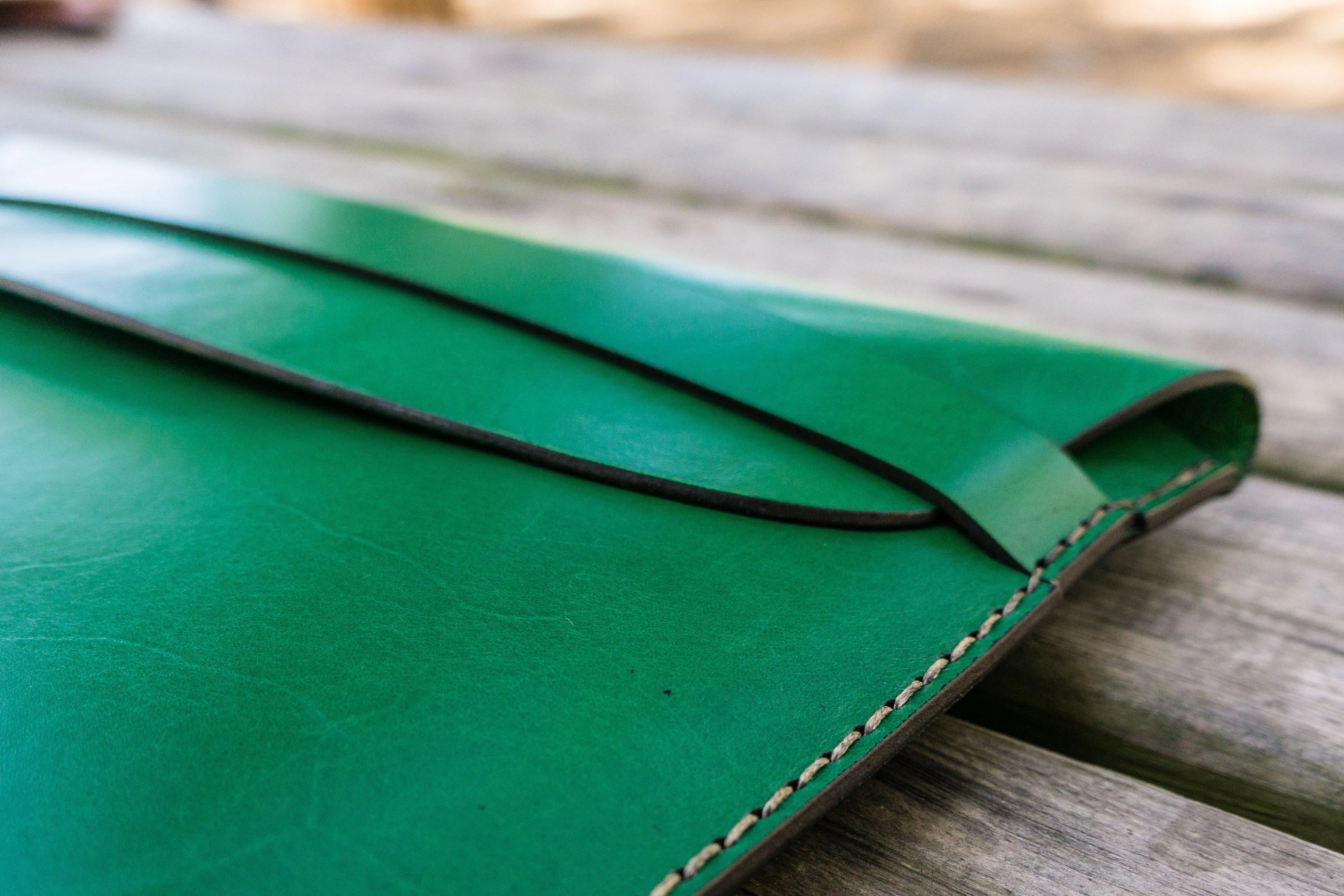 Personalized Leather MacBook Sleeves - Green