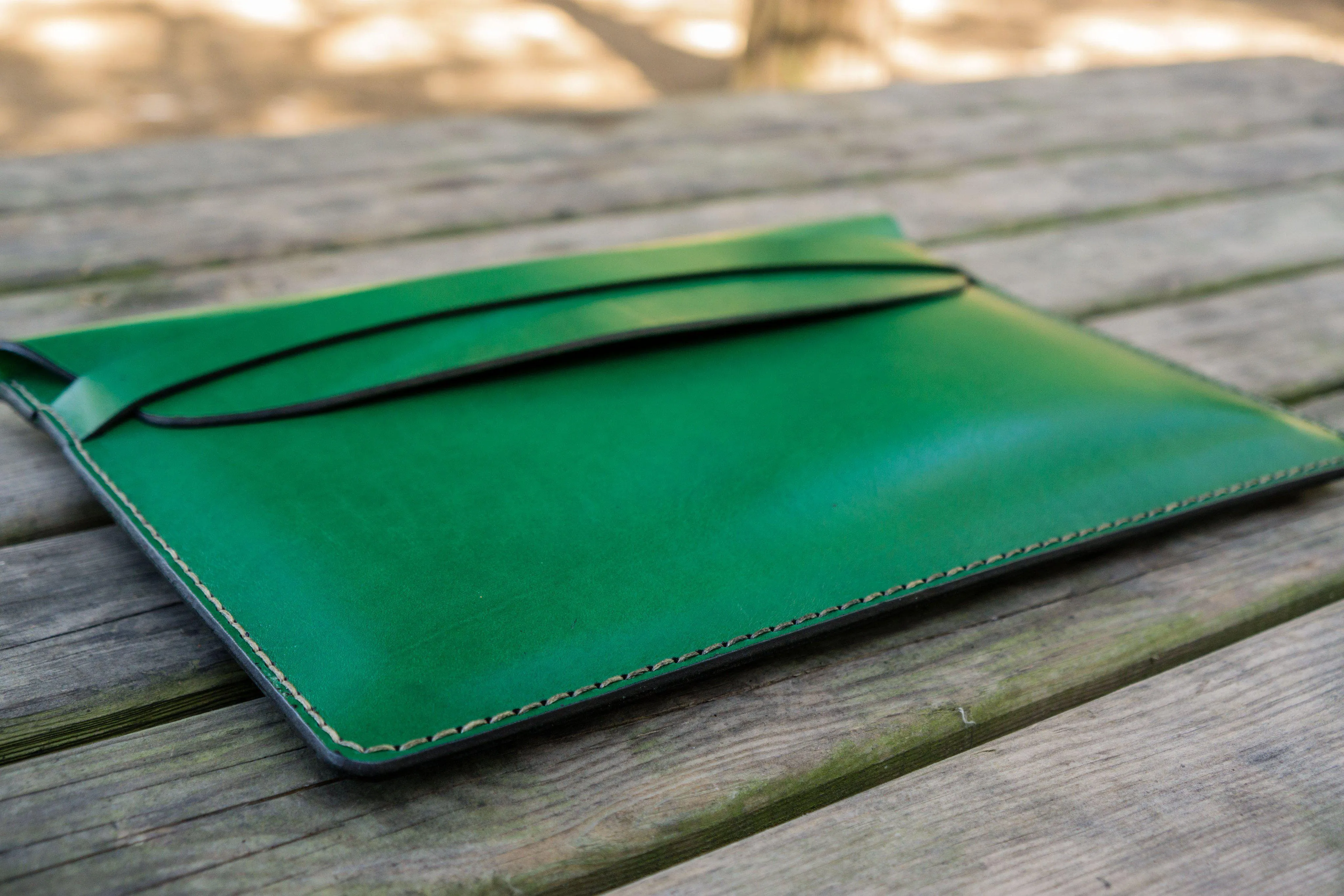 Personalized Leather MacBook Sleeves - Green