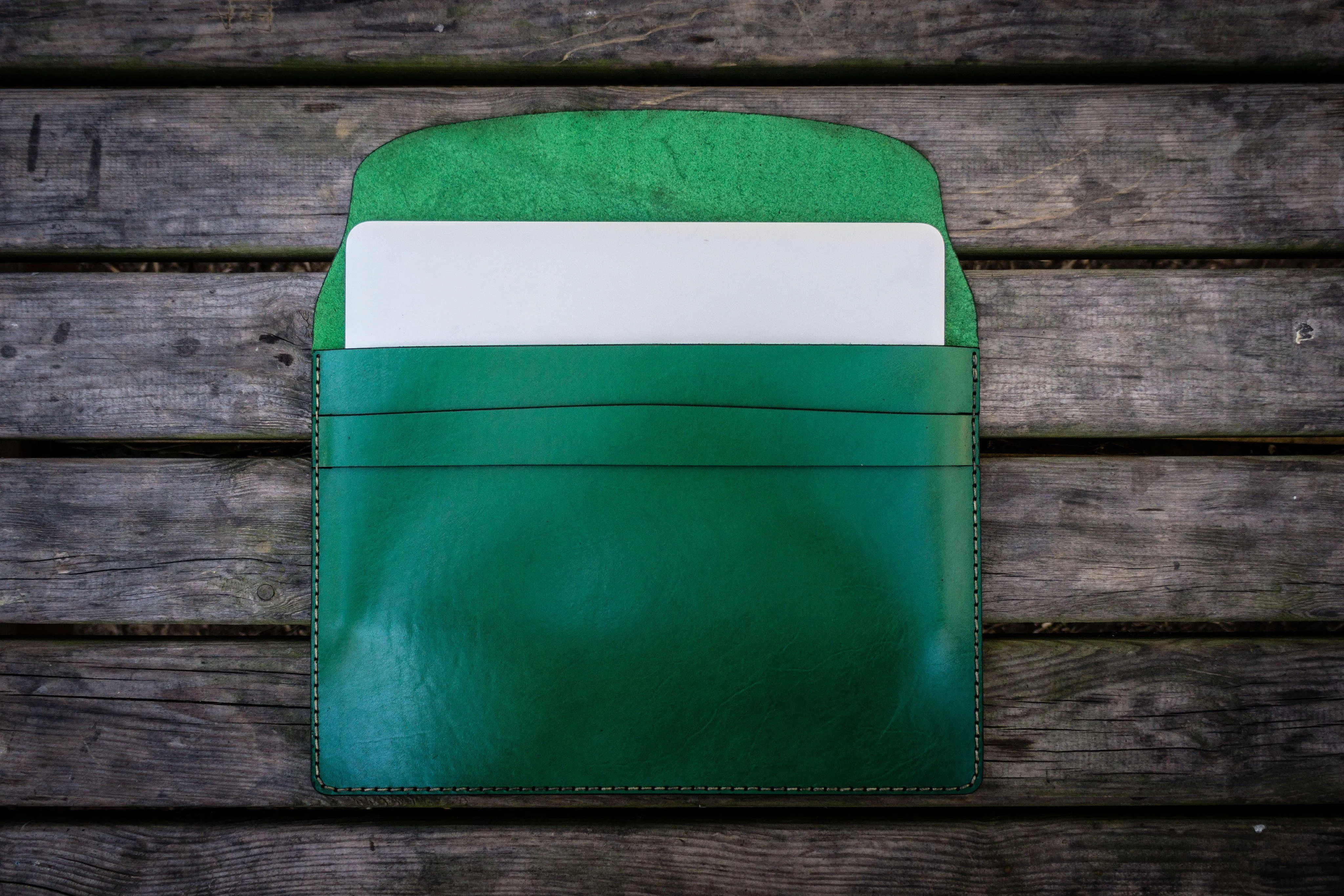 Personalized Leather MacBook Sleeves - Green