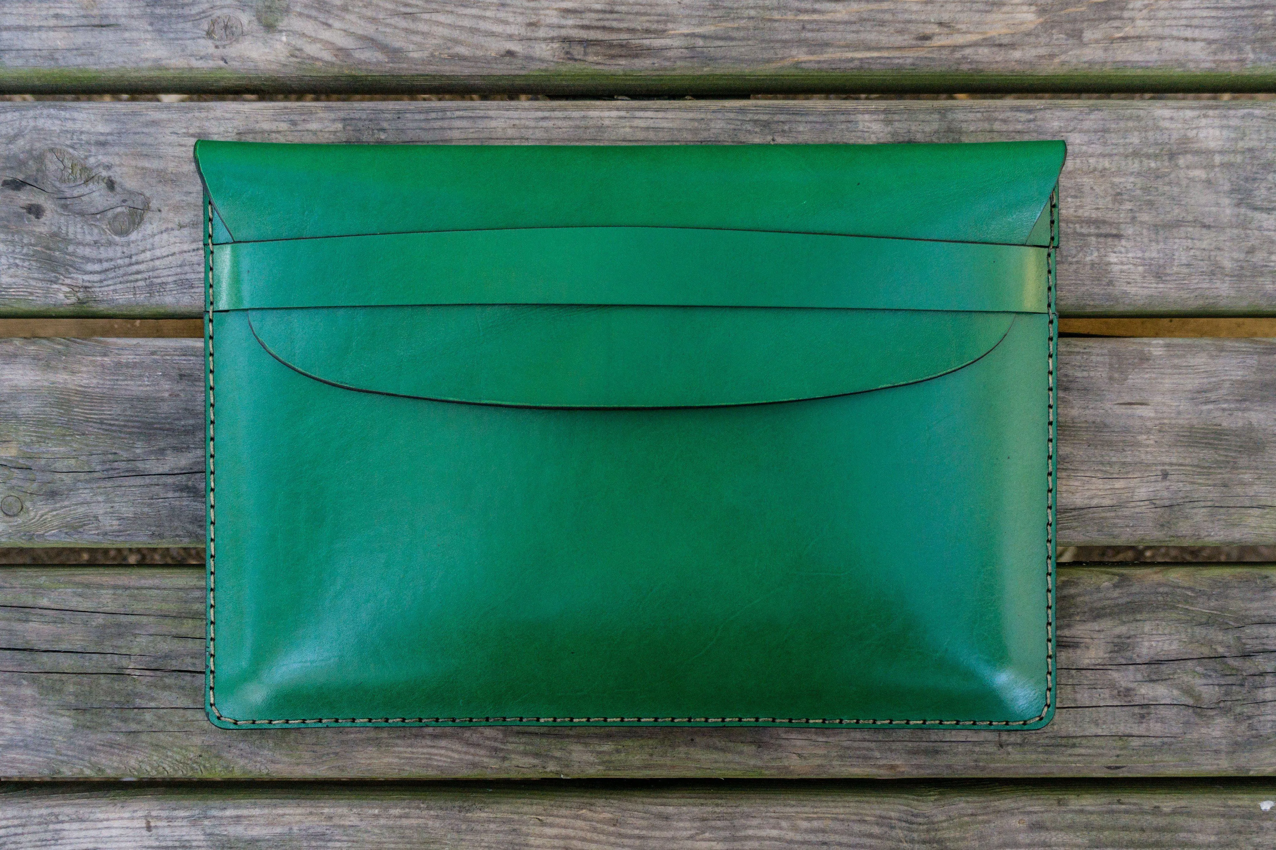 Personalized Leather MacBook Sleeves - Green