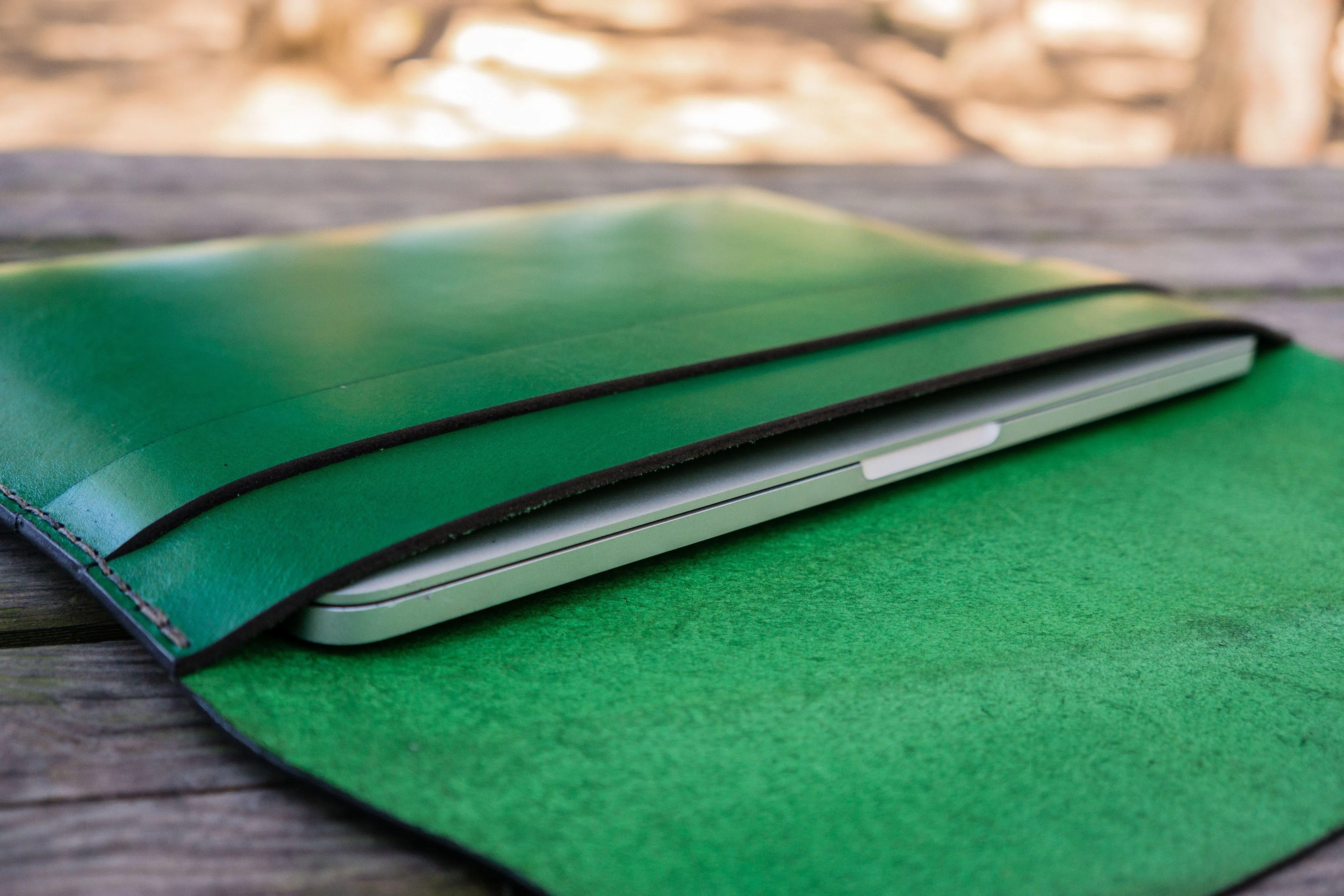 Personalized Leather MacBook Sleeves - Green