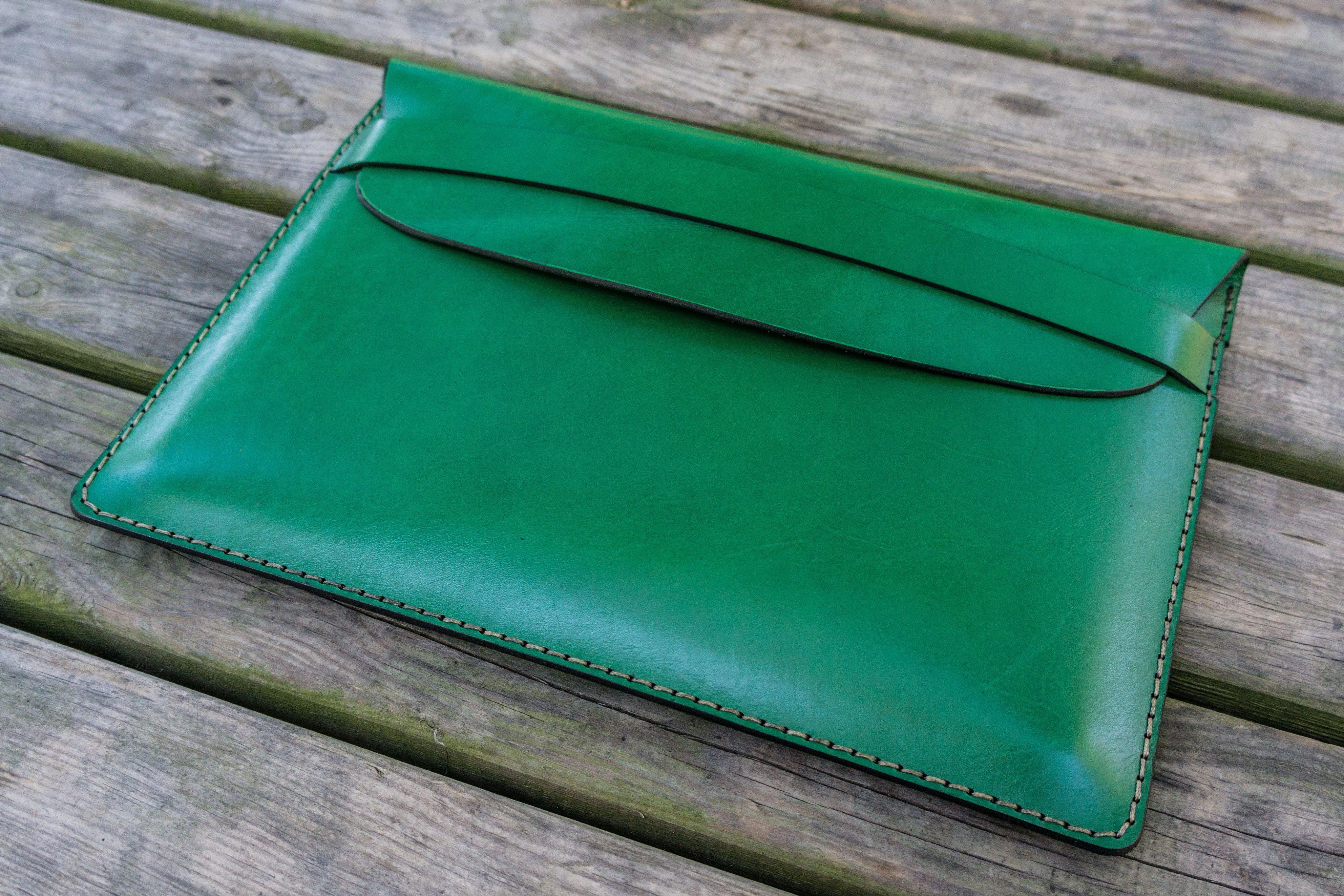 Personalized Leather MacBook Sleeves - Green