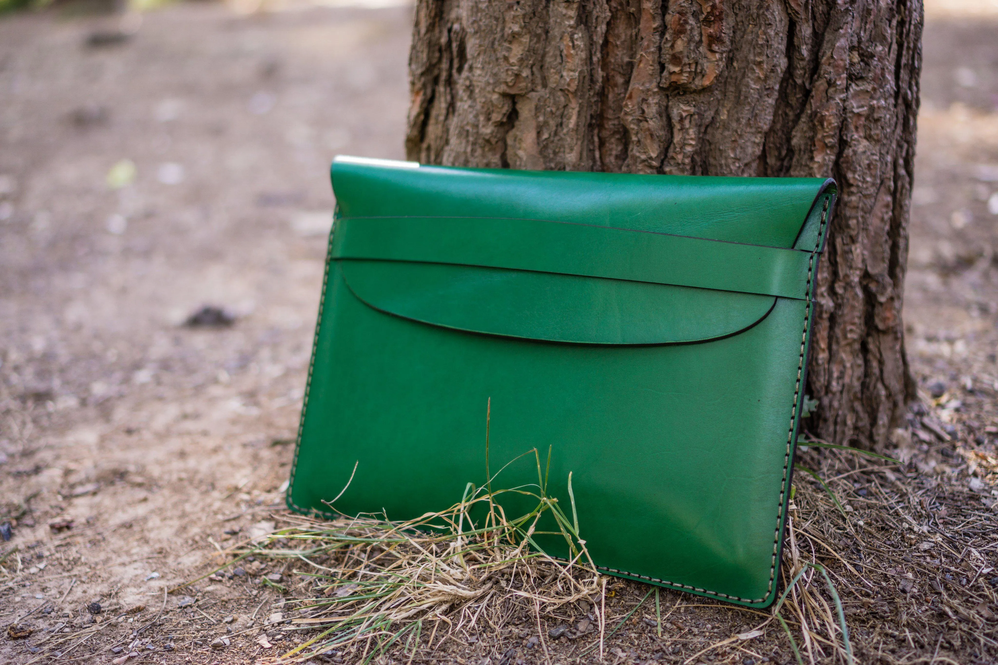 Personalized Leather MacBook Sleeves - Green