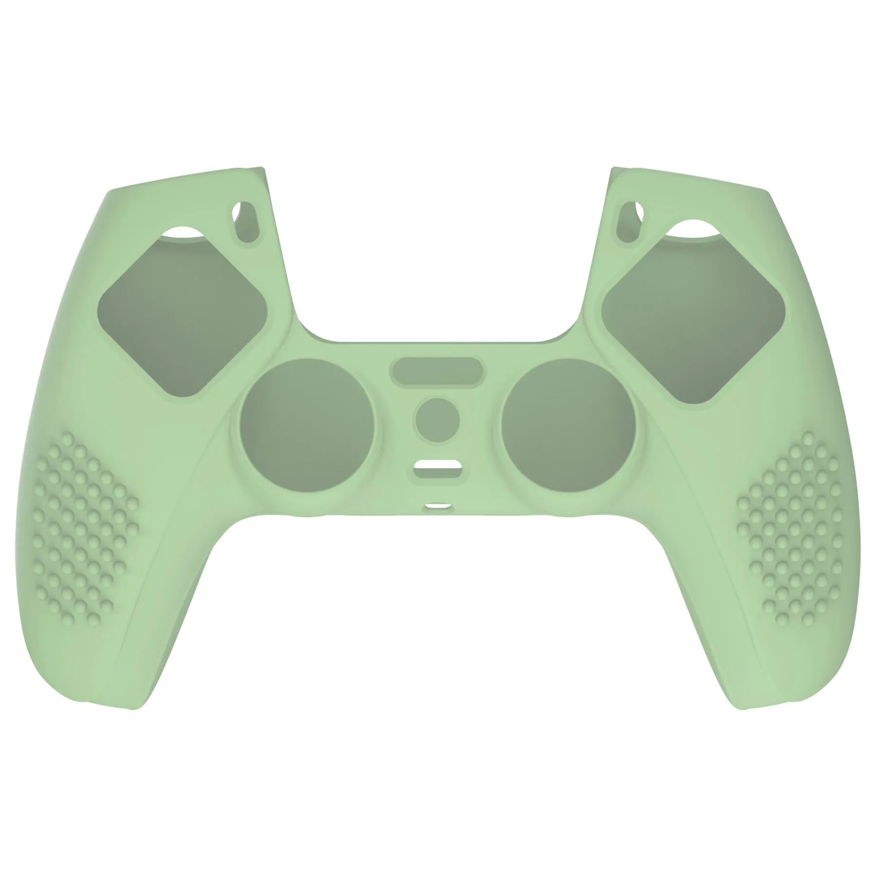 PlayVital 3D Studded Matcha Green Ergonomic Soft Controller Silicone Case Grips for PS5, Rubber Protector Skins with 6 Clear White Thumbstick Caps for PS5 Controller - TDPF028