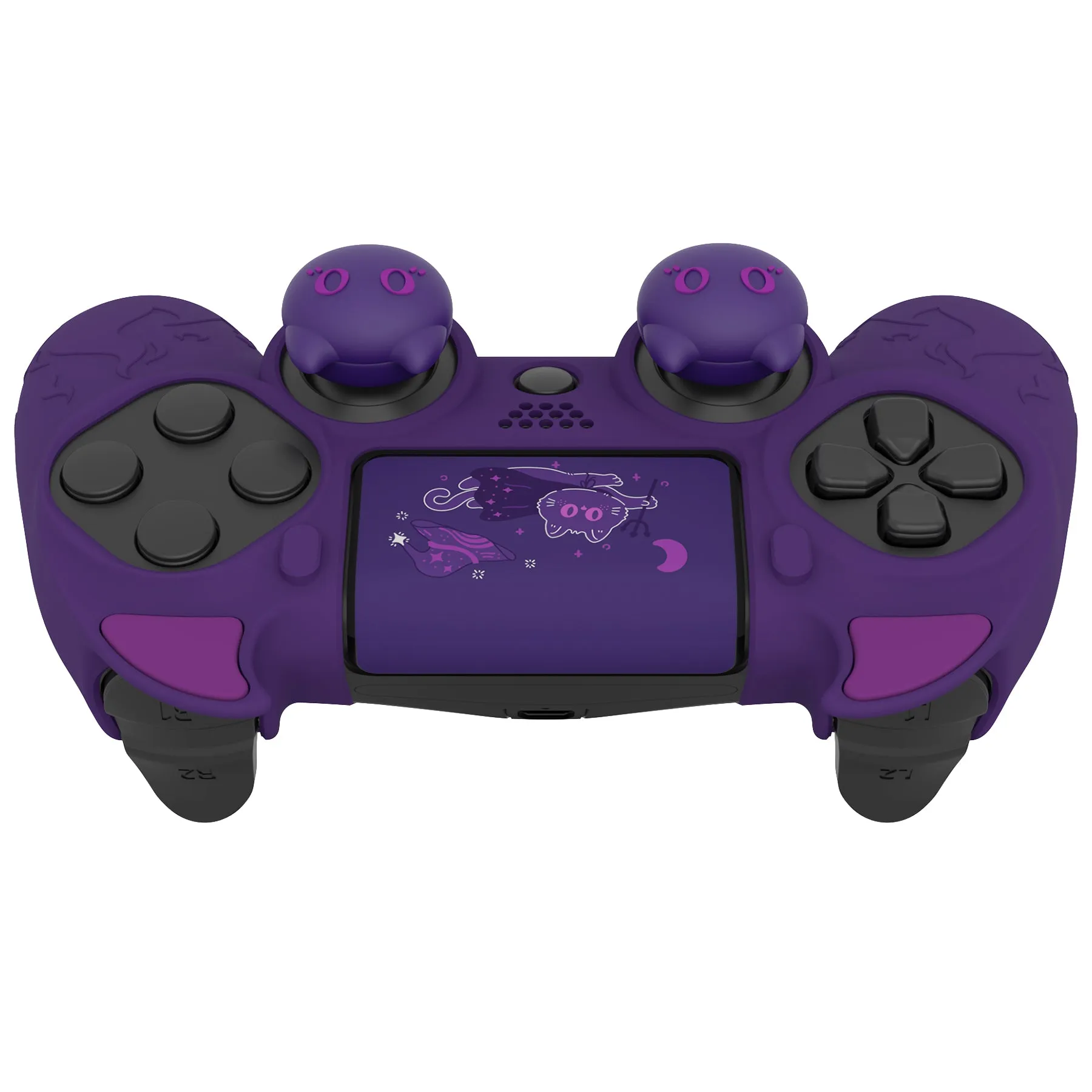 PlayVital Cute Demon Controller Skin for PS4 with Thumb Grips & Stickers, Kawaii Anti-Slip Silicone Controller Cover Grip Protector for PS4 Slim/Pro Controller - Purple - BRJP4P002