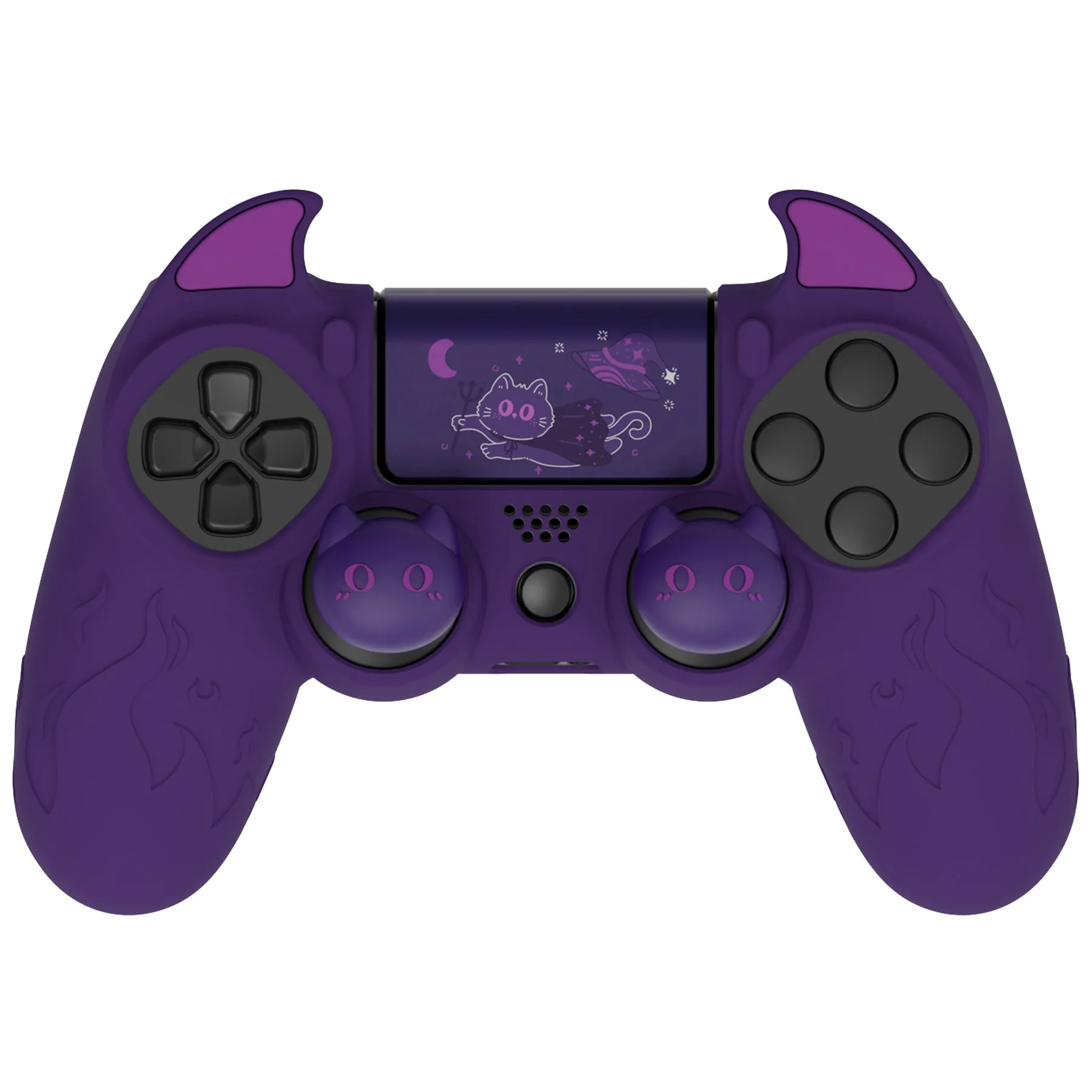 PlayVital Cute Demon Controller Skin for PS4 with Thumb Grips & Stickers, Kawaii Anti-Slip Silicone Controller Cover Grip Protector for PS4 Slim/Pro Controller - Purple - BRJP4P002