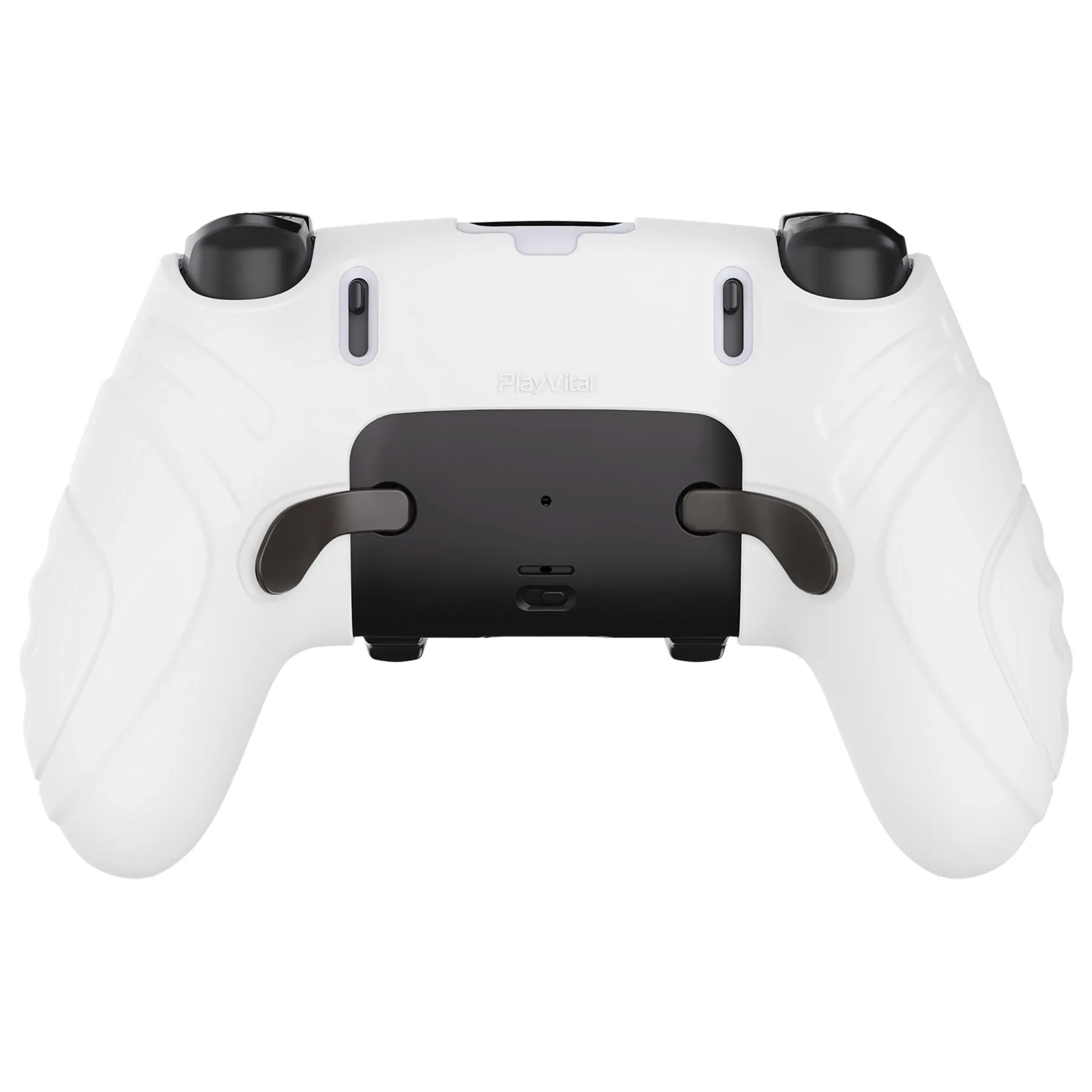 PlayVital Guardian Edition Anti-Slip Ergonomic Silicone Cover Case for ps5 Edge Controller, Soft Rubber Protector Skin for ps5 Edge Wireless Controller with Thumb Grip Caps - White - EHPFP002