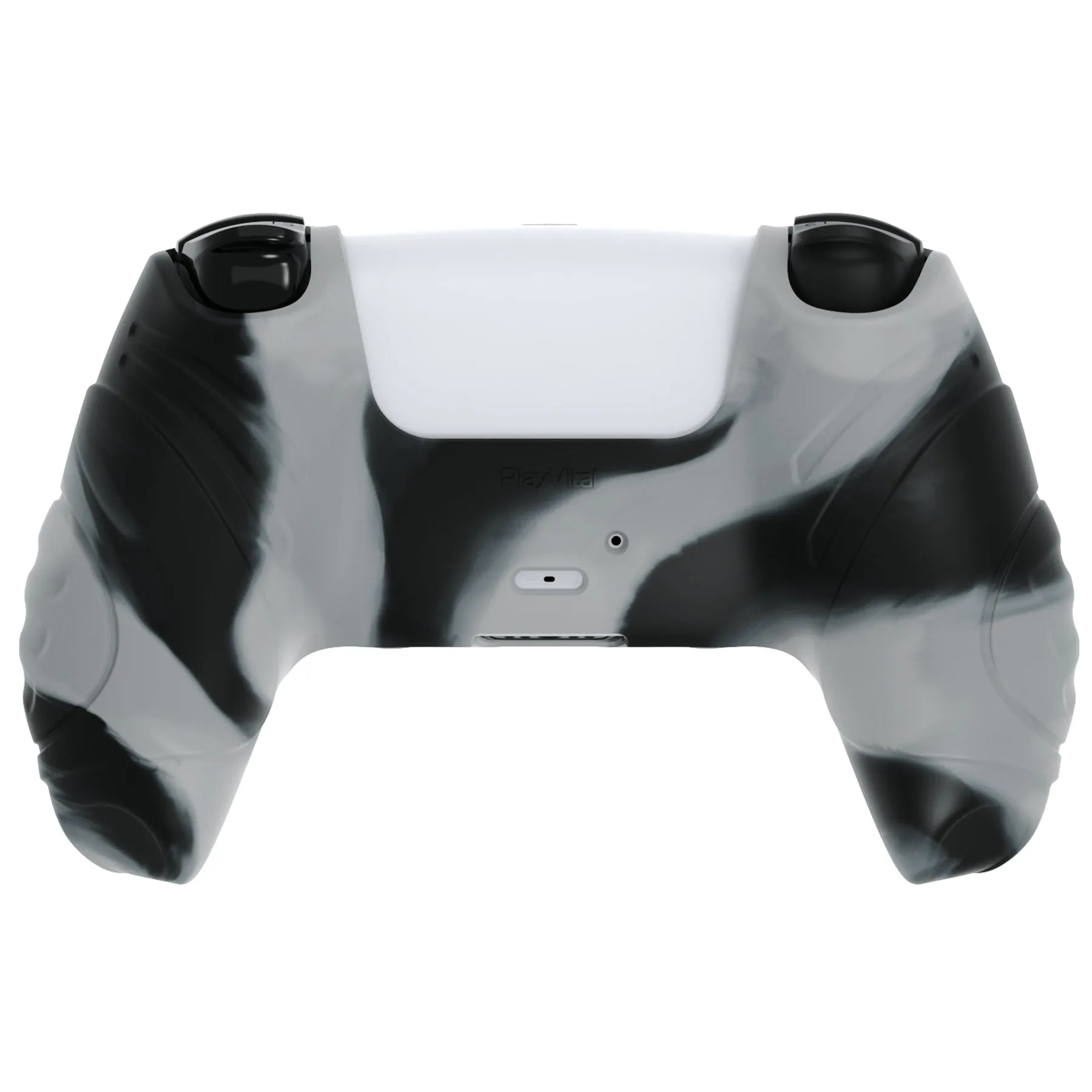 PlayVital Guardian Edition New Hope Gray & Black Ergonomic Soft Anti-slip Controller Silicone Case Cover, Rubber Protector Skins with Black Joystick Caps for PS5 Controller - YHPF031